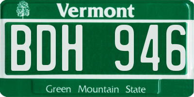 VT license plate BDH946
