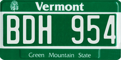 VT license plate BDH954