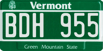 VT license plate BDH955