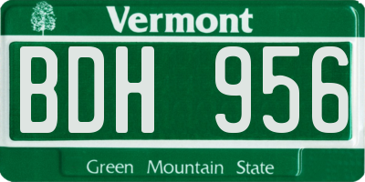 VT license plate BDH956