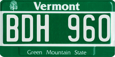 VT license plate BDH960