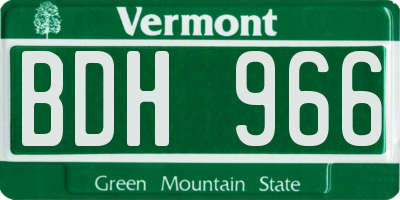 VT license plate BDH966