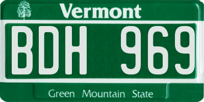 VT license plate BDH969