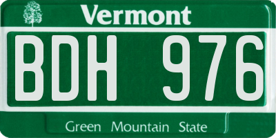 VT license plate BDH976