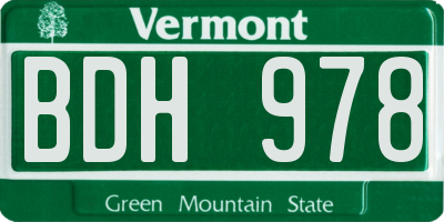 VT license plate BDH978