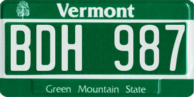 VT license plate BDH987
