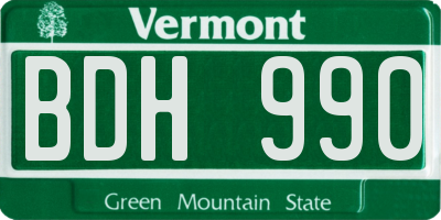 VT license plate BDH990