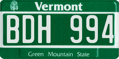 VT license plate BDH994