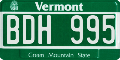 VT license plate BDH995