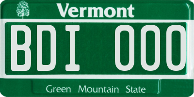 VT license plate BDI000