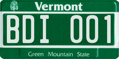 VT license plate BDI001