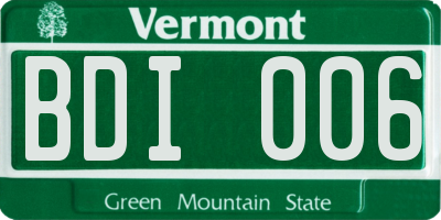 VT license plate BDI006