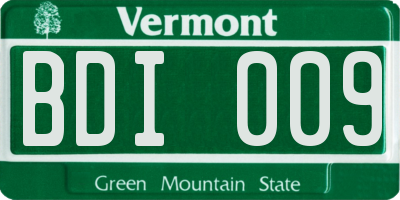 VT license plate BDI009