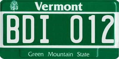 VT license plate BDI012