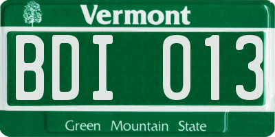 VT license plate BDI013