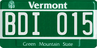 VT license plate BDI015