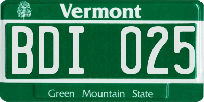 VT license plate BDI025