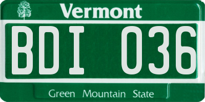 VT license plate BDI036