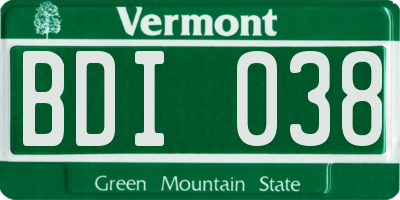 VT license plate BDI038