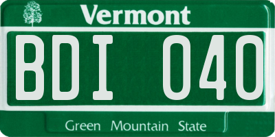 VT license plate BDI040