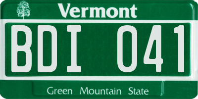 VT license plate BDI041