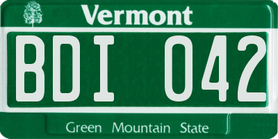 VT license plate BDI042