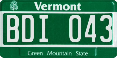 VT license plate BDI043