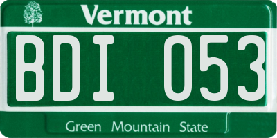 VT license plate BDI053