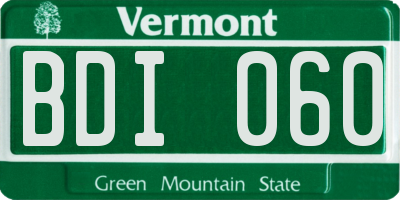 VT license plate BDI060