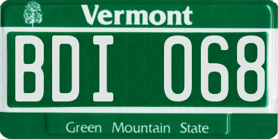 VT license plate BDI068
