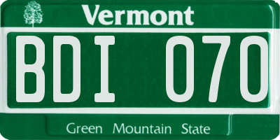VT license plate BDI070