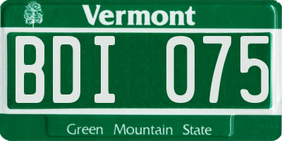 VT license plate BDI075