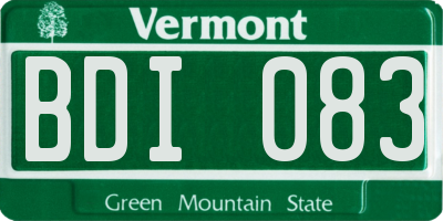 VT license plate BDI083
