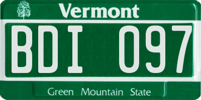 VT license plate BDI097