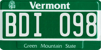 VT license plate BDI098