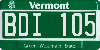 VT license plate BDI105
