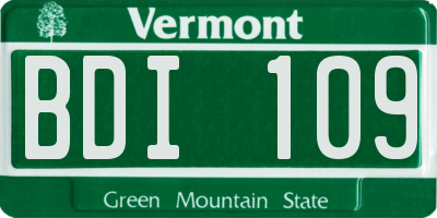 VT license plate BDI109