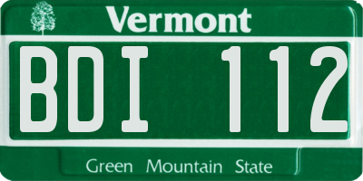 VT license plate BDI112