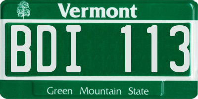 VT license plate BDI113