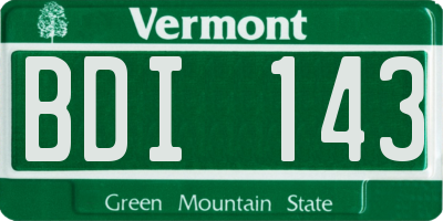 VT license plate BDI143