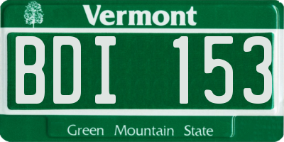 VT license plate BDI153