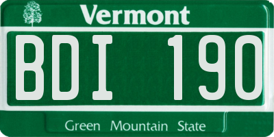VT license plate BDI190