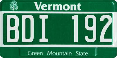 VT license plate BDI192