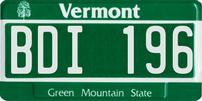 VT license plate BDI196