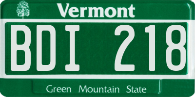 VT license plate BDI218
