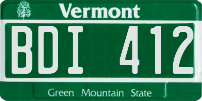 VT license plate BDI412