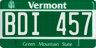 VT license plate BDI457