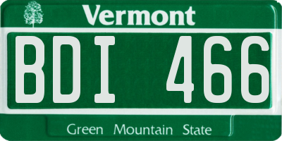 VT license plate BDI466