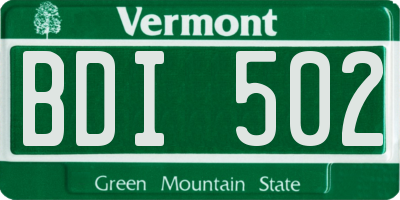 VT license plate BDI502