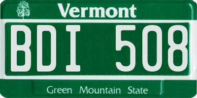 VT license plate BDI508